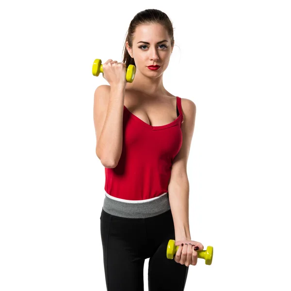 Pretty sport woman making weightlifting — Stock Photo, Image