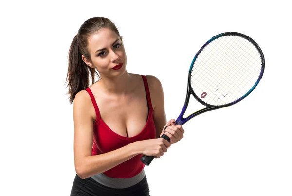 Ganska sport kvinna spela tennis — Stockfoto