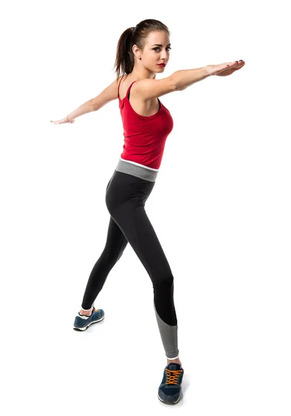 Bella donna sportiva stretching — Foto Stock