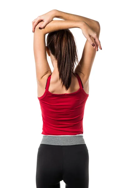Bella donna sportiva stretching — Foto Stock