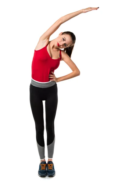 Bella donna sportiva stretching — Foto Stock