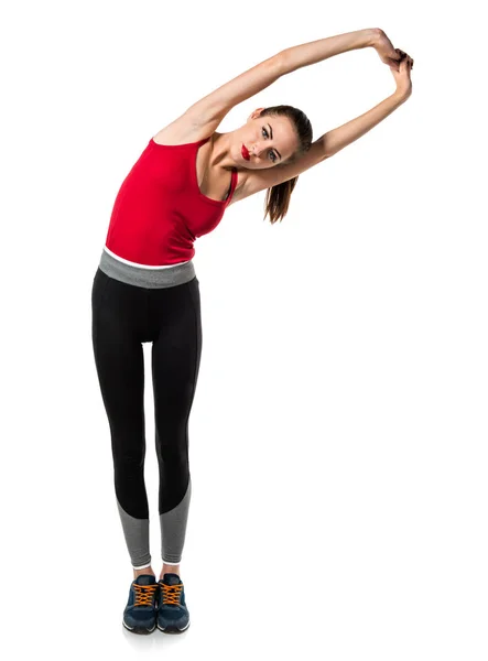 Bella donna sportiva stretching — Foto Stock