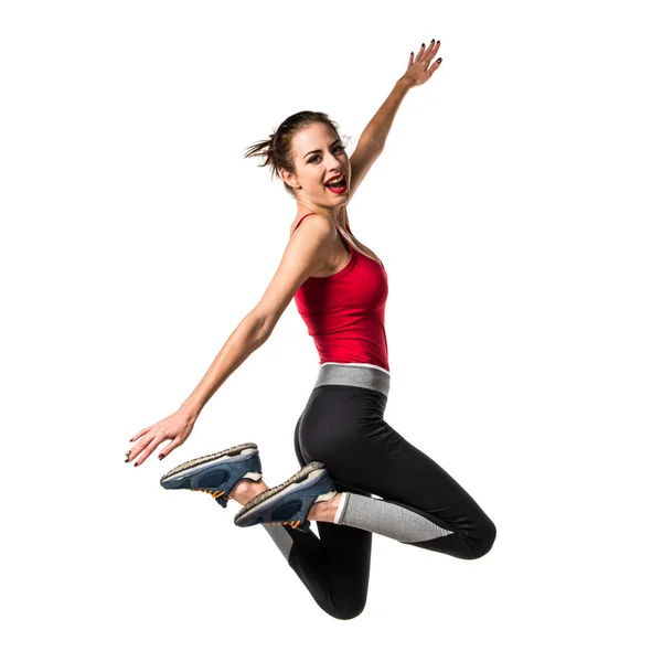 Vackra sport kvinna hoppa — Stockfoto