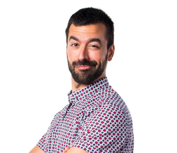 yakışıklı adam kollarını ile geçti