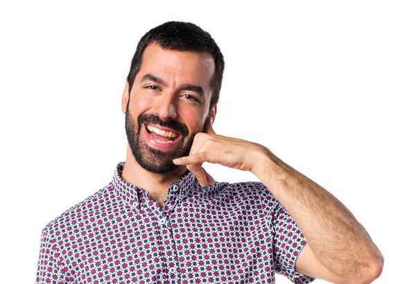 Yakışıklı adam telefon jest yapma