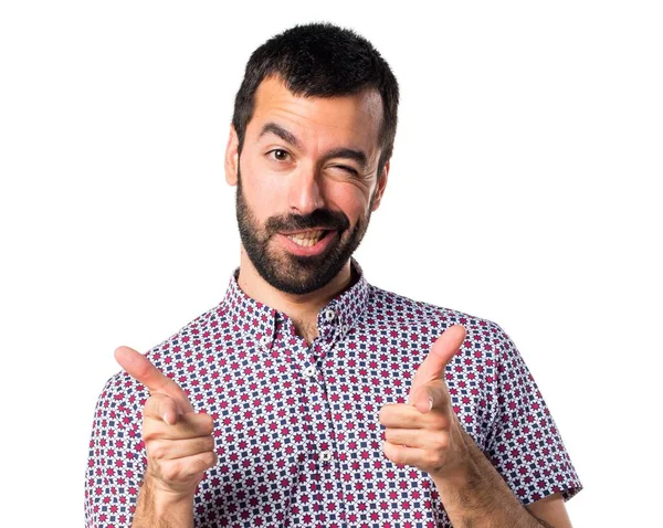 Yakışıklı adam önüne işaret