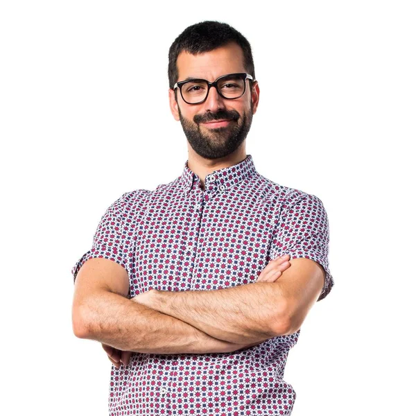 Man met bril met zijn armen gekruist — Stockfoto