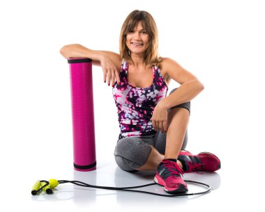 Spor kadın mat ve ip ile