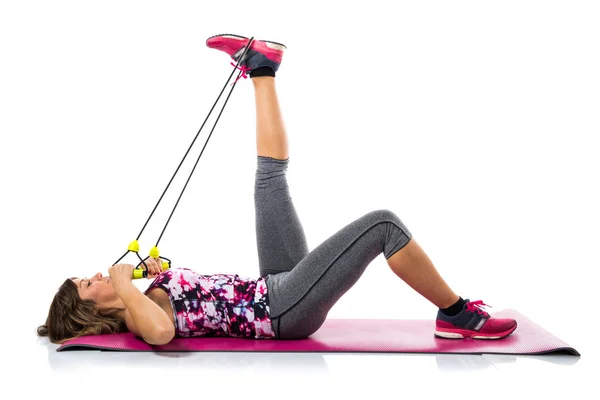 Sport donna stretching su mat — Foto Stock