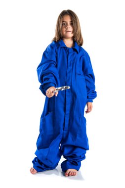 Mekanik kostüm ile küçük kız