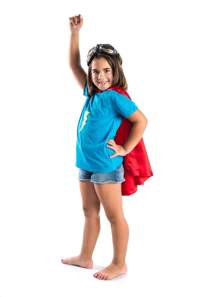 Menina bonito vestido como super-herói — Fotografia de Stock