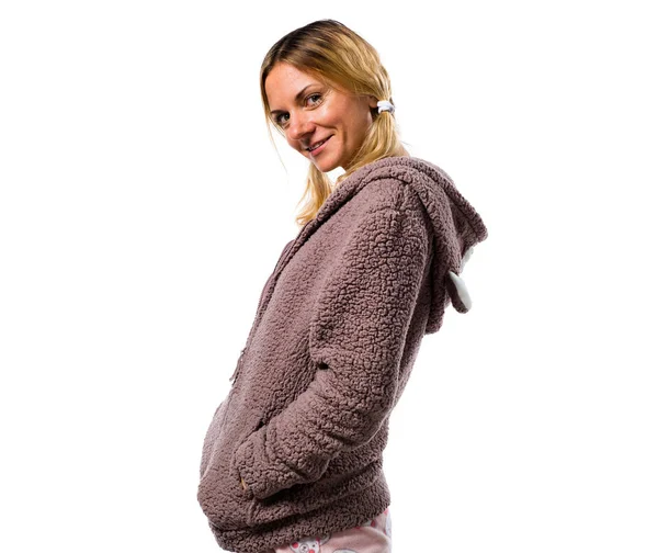 Güzel sarışın kız şirin pijama