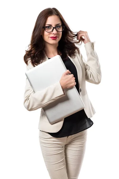 Pretty young business woman with glasses — Stock Photo, Image