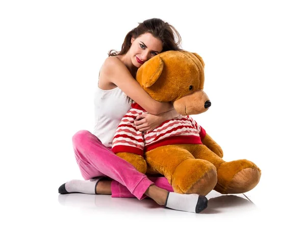 Pretty brunette girl with pajamas — Stock Photo, Image