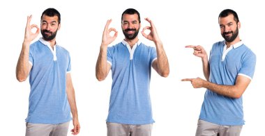 Adam mavi gömlek yapma Ok işareti ile