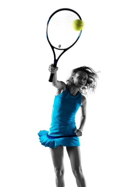 Blonde woman playing tennis — Stock Photo, Image