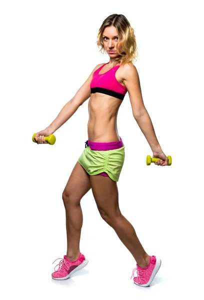 Deporte mujer haciendo levantamiento de pesas — Foto de Stock