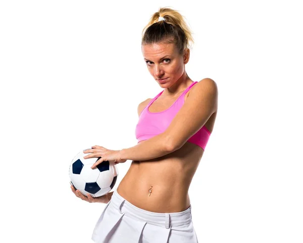 Hermosa chica futbolista — Foto de Stock