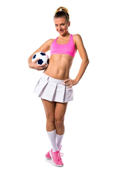 Bella ragazza giocatore di calcio — Foto Stock