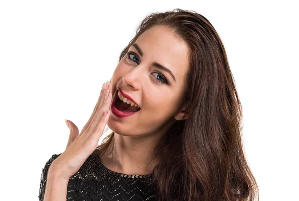 Pretty young girl yawning — Stock Photo, Image