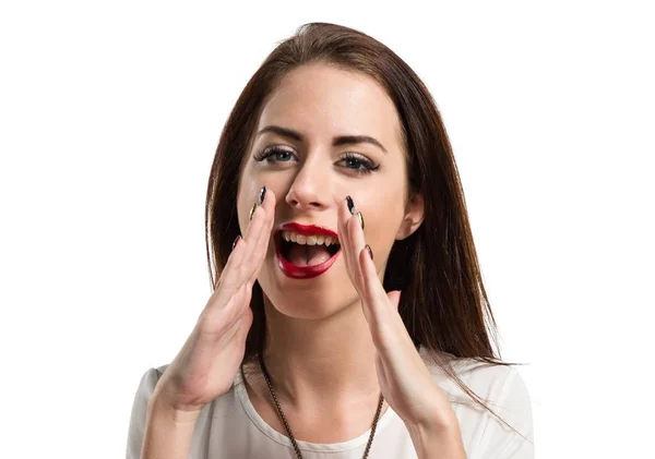 Pretty young girl shouting — Stock Photo, Image