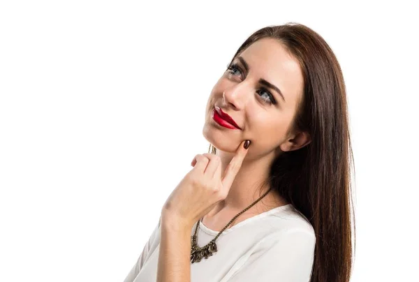 Pretty young girl thinking — Stock Photo, Image