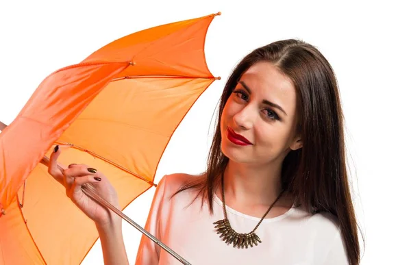 Menina bonita segurando um guarda-chuva — Fotografia de Stock