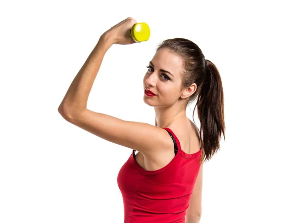 Pretty sport woman making weightlifting — Stock Photo, Image