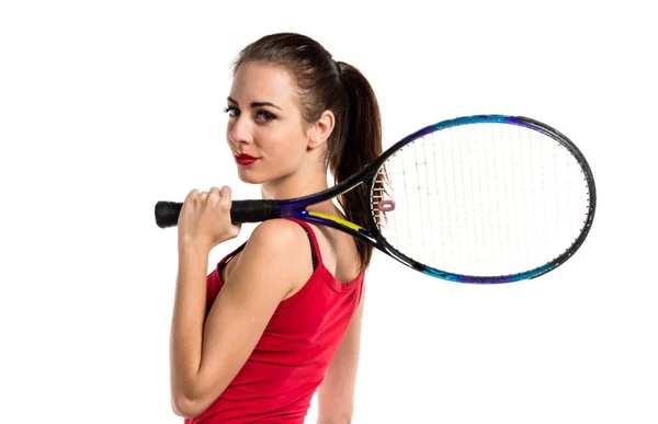 Pretty sport woman playing tennis — Stock Photo, Image