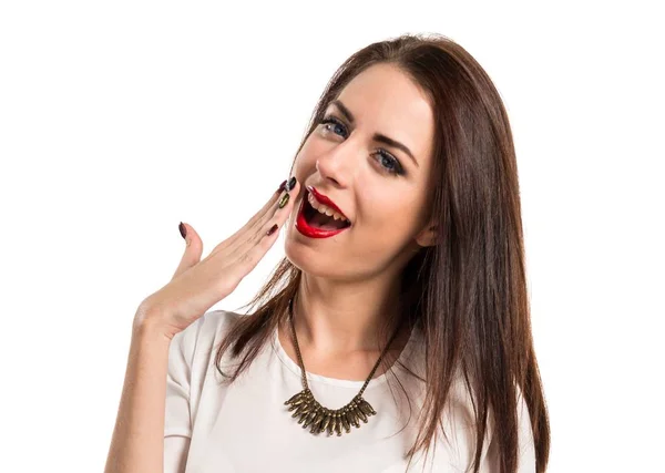 Pretty young girl making surprise gesture — Stock Photo, Image