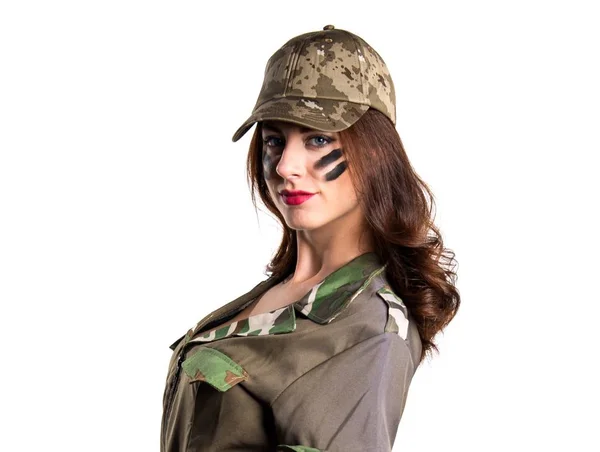 Bella giovane ragazza militare — Foto Stock
