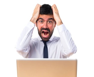 ofisinde sinirli işadamı