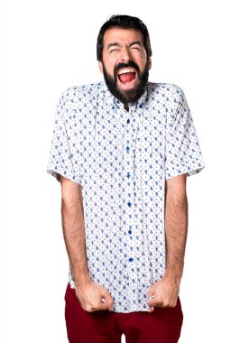 Sakal bağırarak ile esmer yakışıklı