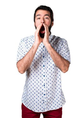 Sakal bağırarak ile esmer yakışıklı