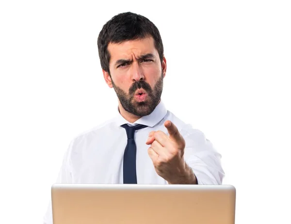Angry Businessman in his office shouting — Stock Photo, Image