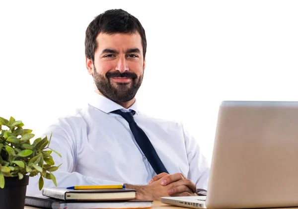 Businessman working with laptot in his office — Stock Photo, Image