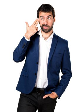 Yakışıklı adam intihar jest yapma