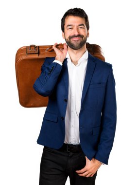 Yakışıklı adam bir evrak çantası elinde