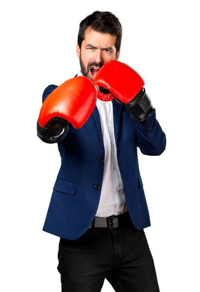 Hombre guapo con guantes de boxeo —  Fotos de Stock