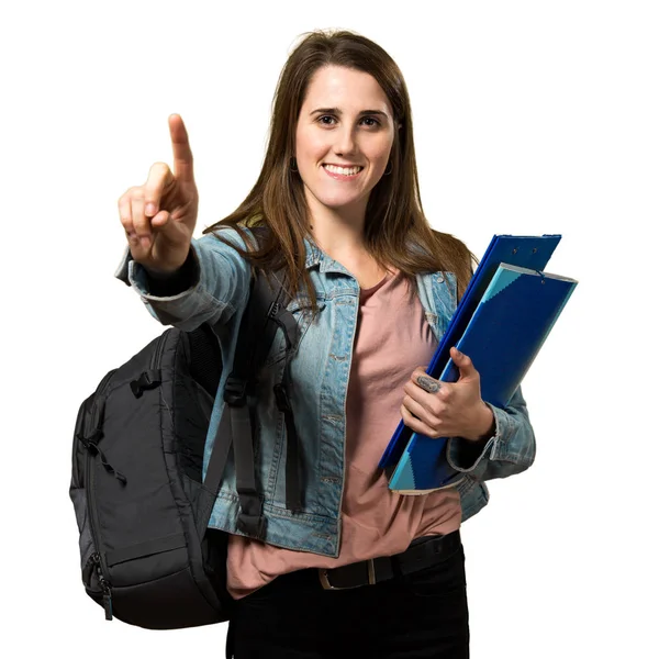 Tonåring student tjej håller böcker och räknar en — Stockfoto