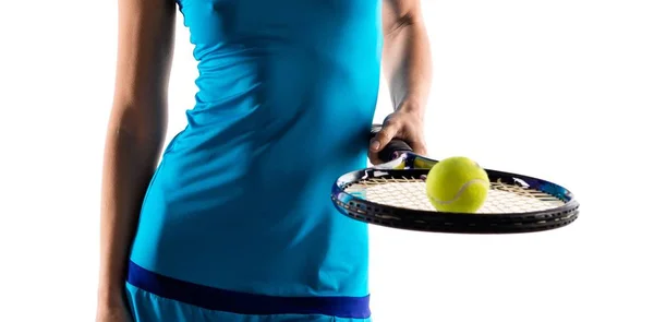 Mulher loira jogando tênis — Fotografia de Stock