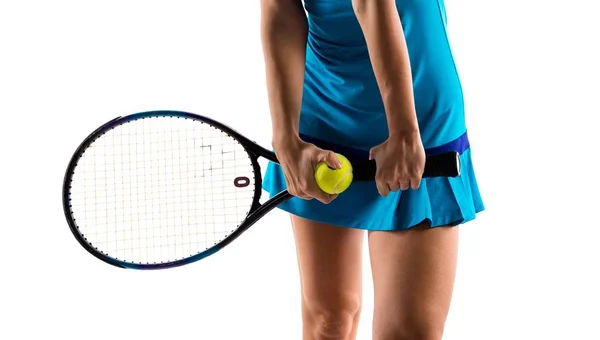 Blond kvinna spela tennis — Stockfoto