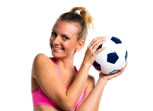 Piękna dziewczyna footbal gracza — Zdjęcie stockowe