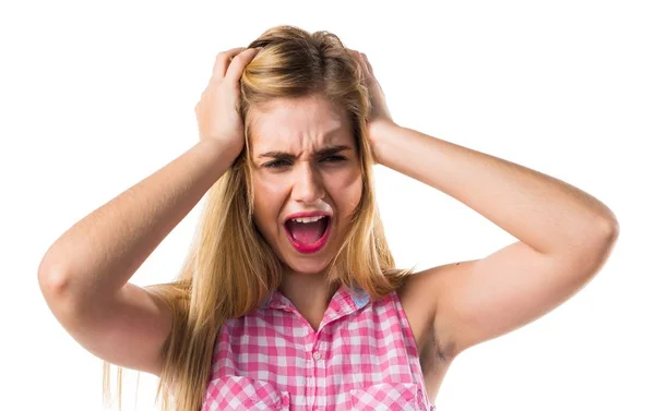Frustrated young blonde girl — Stock Photo, Image