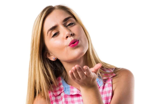 Woman sending a kiss — Stock Photo, Image