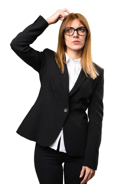 Young business woman having doubts — Stock Photo, Image