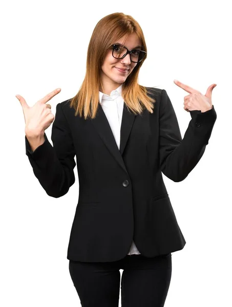 Young business woman proud of herself — Stock Photo, Image