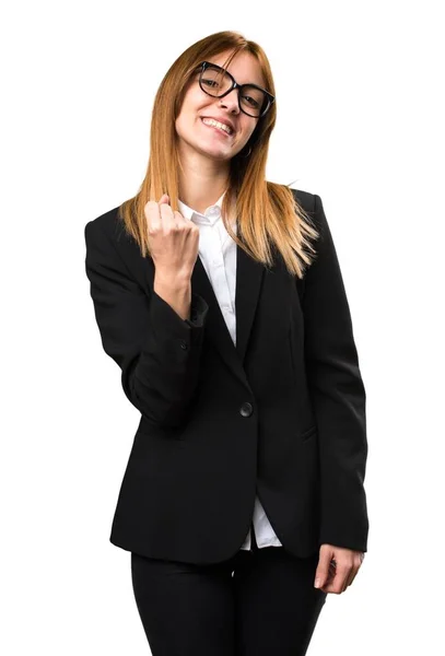 Lucky young business woman — Stock Photo, Image