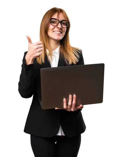 Joven mujer de negocios con portátil —  Fotos de Stock