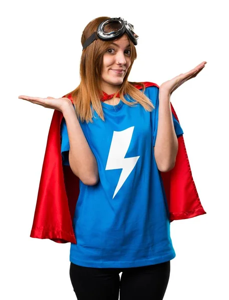 Dívka hezká superhrdina nedůležité gesto — Stock fotografie